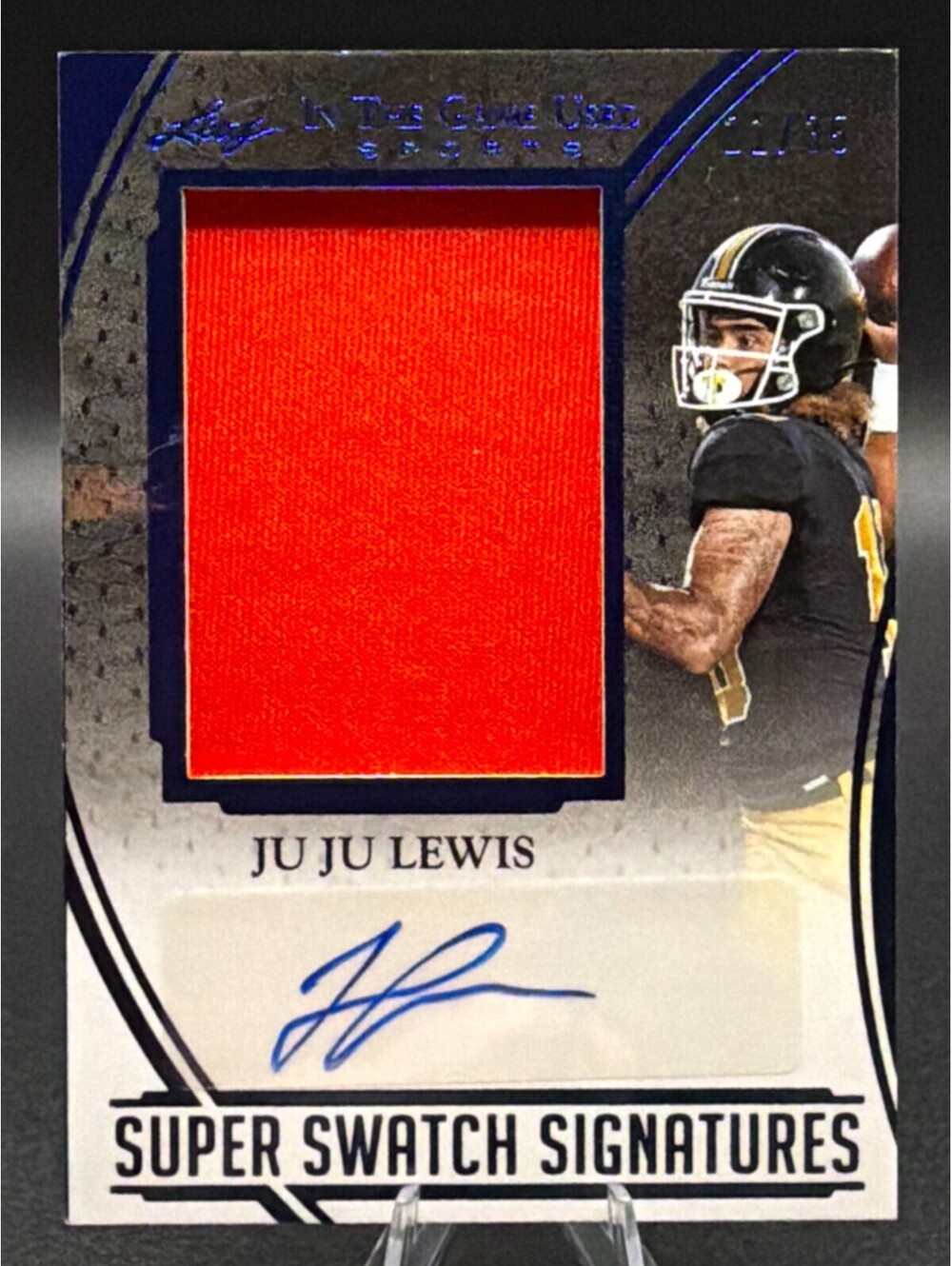 2025 Leaf In The Game Used Ju Ju Lewis Auto Patch Jumbo Super Swatch /35 SS-JL1